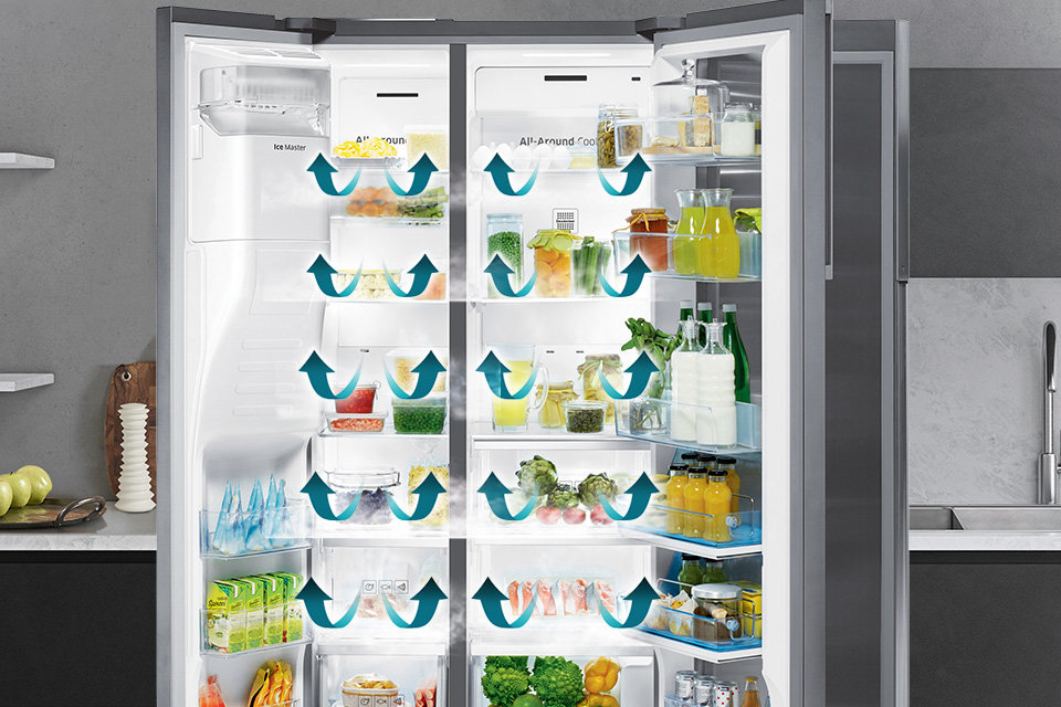 Samsung Chłodne powietrze w każdym zakamarku lodówki! All-Around Cooling Samsung Chłodne powietrze w każdym zakamarku lodówki! All-Around Cooling