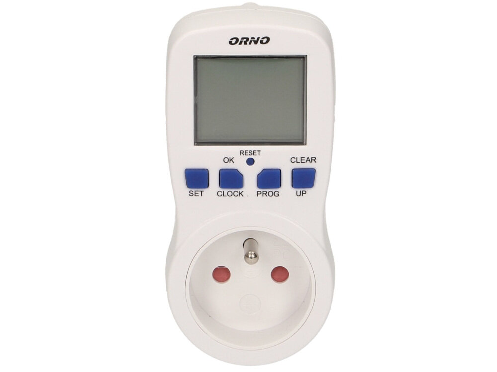 Gniazdko z programatorem ORNO OR-PRE-409 zgodny z wymaganiami bezpieczeństwa i jakości z międzynarodowymi normami wysoki poziom bezpieczeństwa możliwość wyłączania o określonej porze dowolnych urządzeń