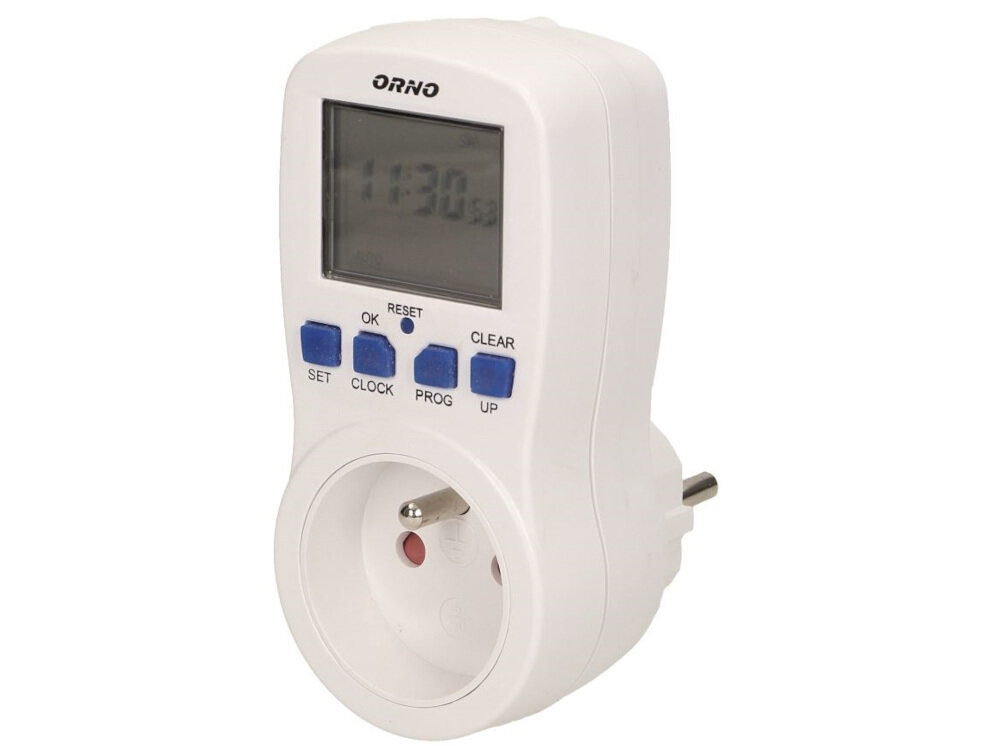 Gniazdko z programatorem ORNO OR-PRE-409 16 programów funkcja count down wyświetlacz LCD