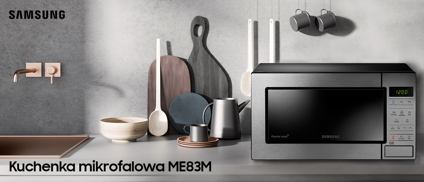Kuchenka mikrofalowa Samsung ME83M w kolorze inox dostępna w sklepie MEDIA EXPERT Kuchenka mikrofalowa Samsung ME83M w kolorze inox dostępna w sklepie MEDIA EXPERT