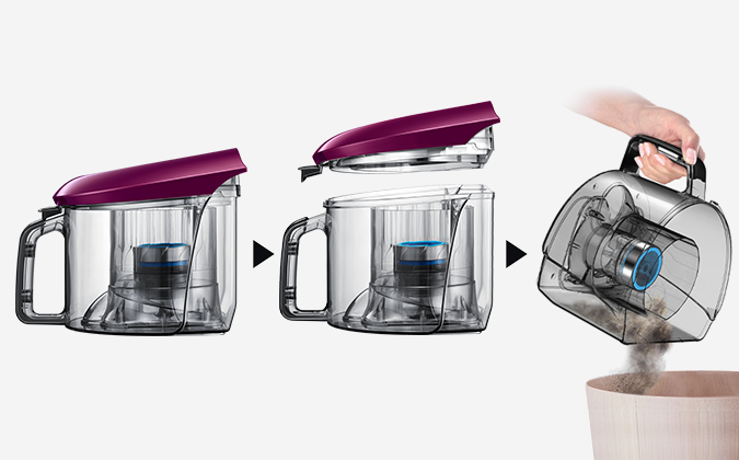 Samsung Pojemnik zamiast worka Łatwe czyszczenie Samsung Pojemnik zamiast worka Łatwe czyszczenie