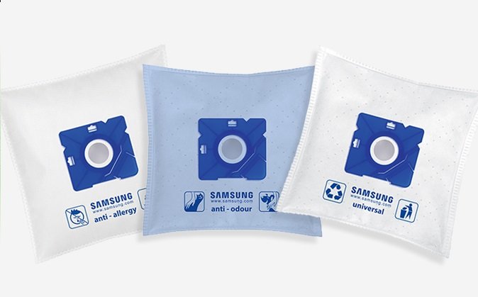 Samsung 3 rodzaje worków Materiałowe i papierowe Samsung 3 rodzaje worków Materiałowe i papierowe