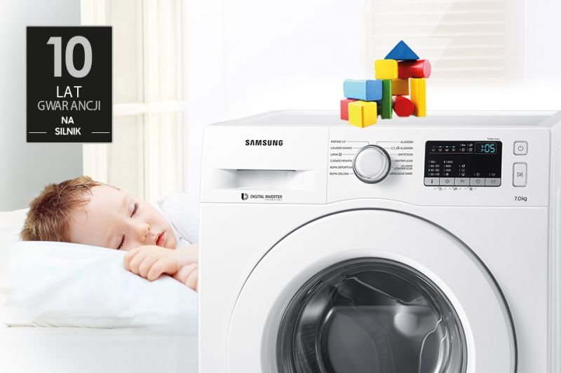 Samsung Silnik Digital Inverter. 10 lat gwarancji wytrzymałości Samsung Silnik Digital Inverter. 10 lat gwarancji wytrzymałości