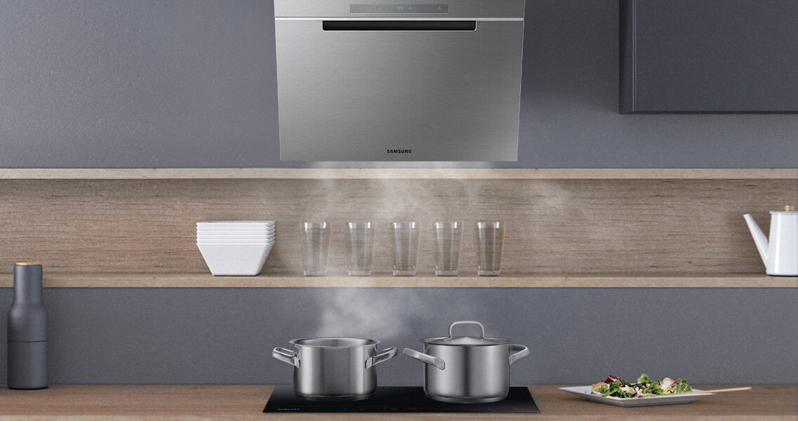 Okap Samsung NK24M7070VS - Media Expert: idealny do dużych kuchni Okap skośny Samsung NK24M7070VS - Media Expert: idealny do dużych kuchni