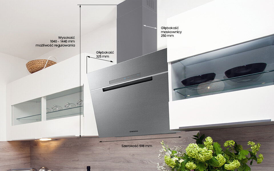 Okap Samsung NK24M7070VS - Media Expert: wysokość i szerokość urządzenia Okap skośny Samsung NK24M7070VS - Media Expert: wysokość i szerokość urządzenia