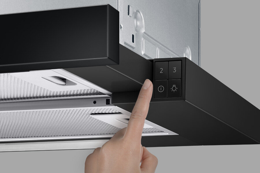 Okap teleskopowy NK24M1030IB został wyposażony w 3 stopnie prędkości Okap teleskopowy Samsung NK24M1030IB został wyposażony w 3 stopnie prędkości