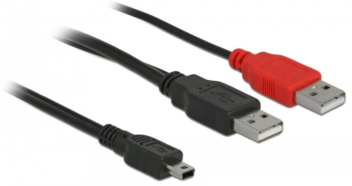 DELOCK 0.3 m Kabel 2x USB - Mini USB - niskie ceny i opinie w Media Expert