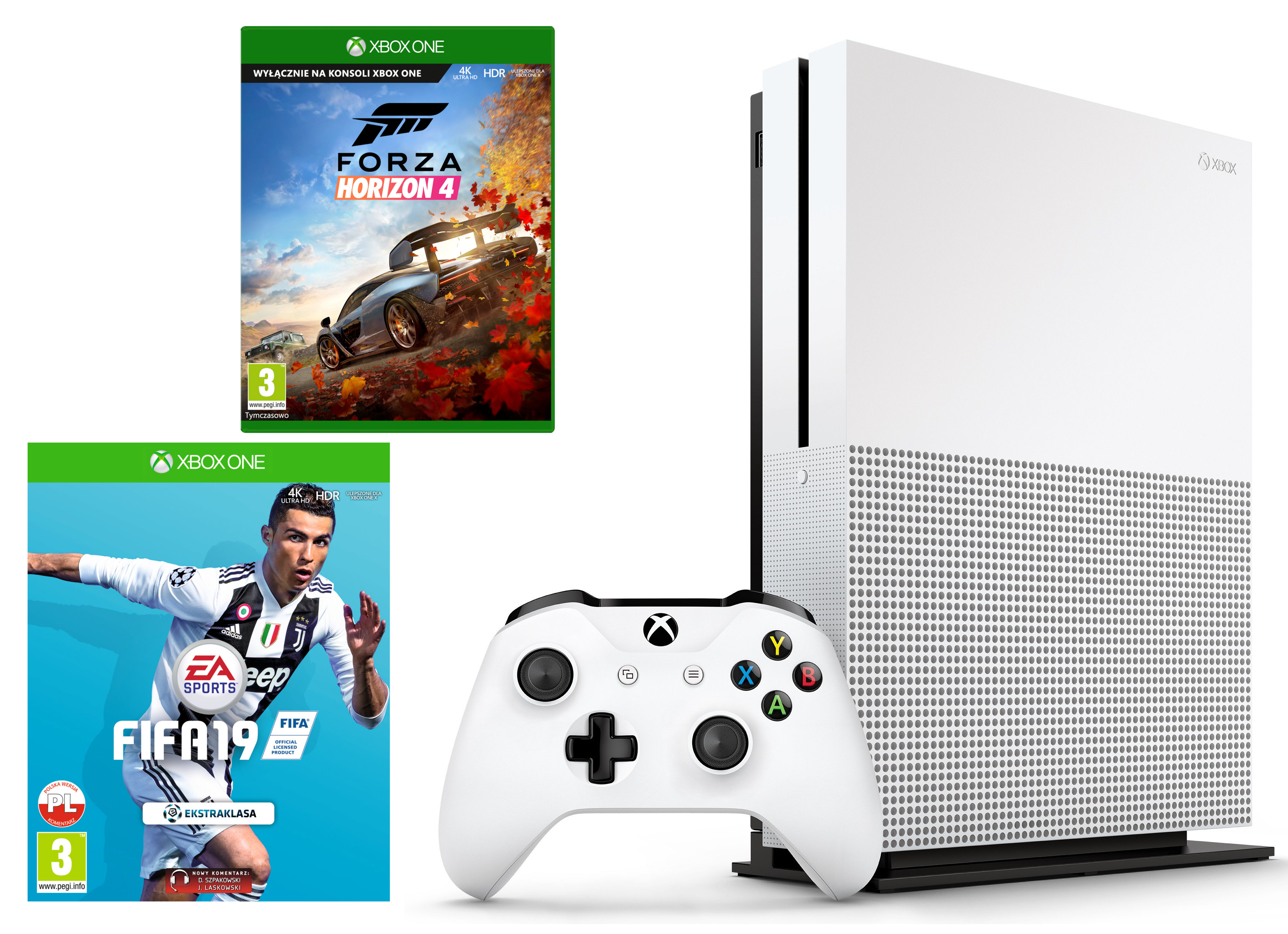MICROSOFT XBOX ONE S 1TB + Forza Horizon 4 + FIFA 19 Konsola - niskie ceny  i opinie w Media Expert