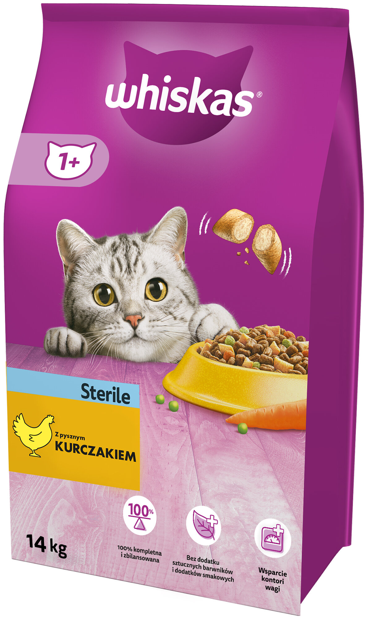 WHISKAS Sterile Kurczak 14 kg Karma dla kota - niskie ceny i opinie w Media  Expert