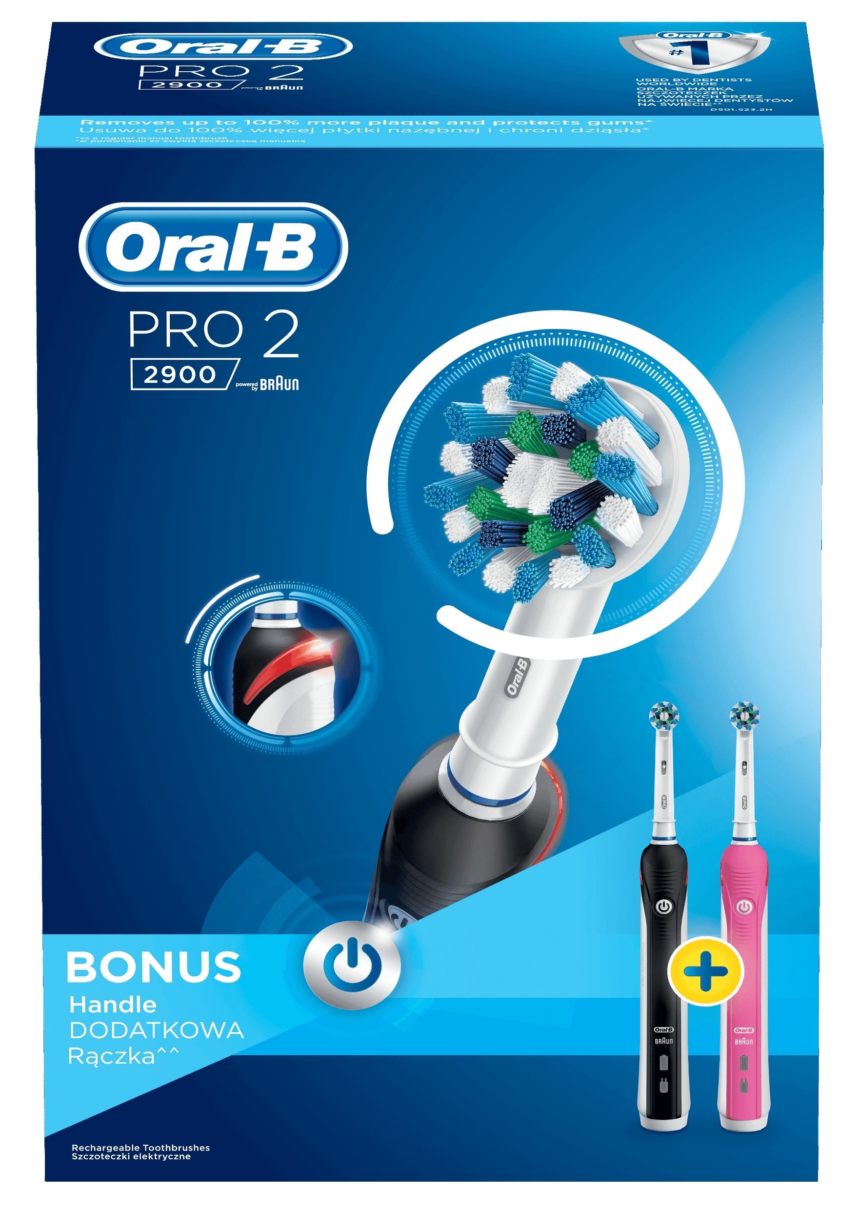 ORAL-B Pro 2900 Cross Action (2 sztuki) Zestaw szczoteczek rotacyjnych -  niskie ceny i opinie w Media Expert