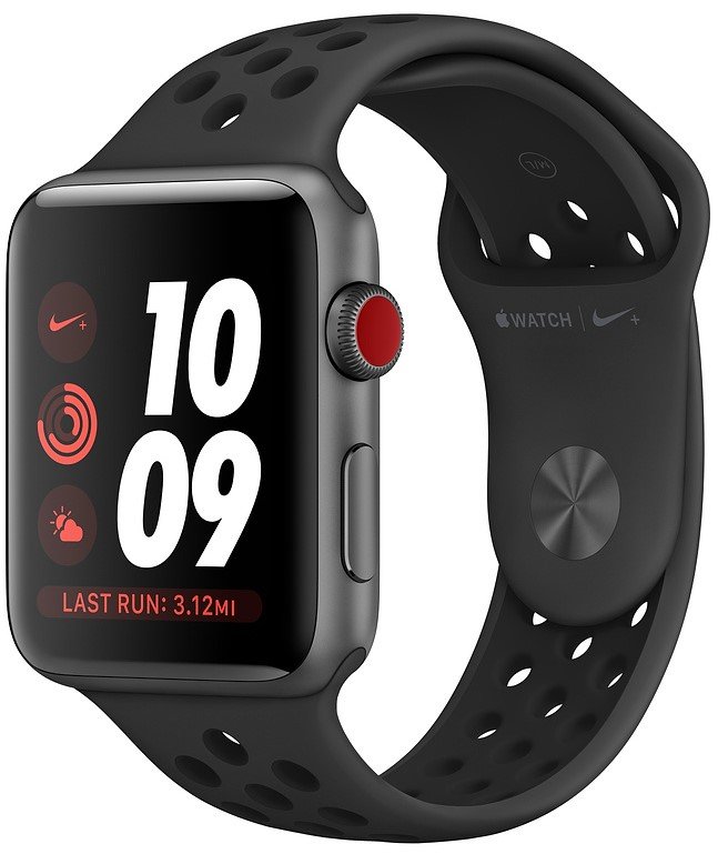 APPLE Watch 3 Nike+ GPS + Cellular 38mm koperta z aluminium (gwiezdna  szarość) + pasek sportowy (czarny) - niskie ceny i opinie w Media Expert