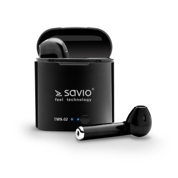 SAVIO TWS-02 Czarny Słuchawki douszne - niskie ceny i opinie w Media Expert