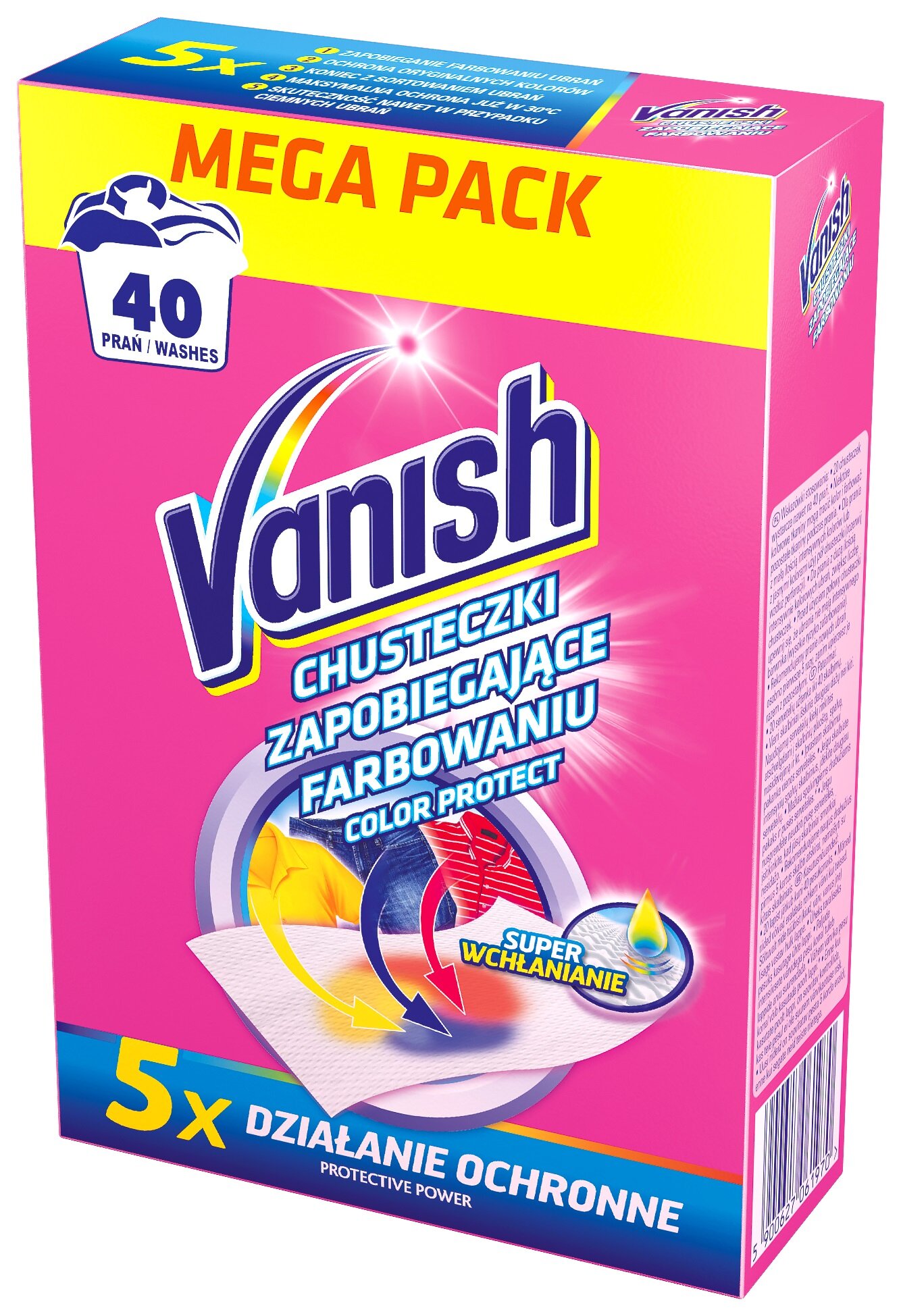 VANISH Color Protect 40 prań (20 sztuk) Chusteczki do prania - niskie ceny  i opinie w Media Expert