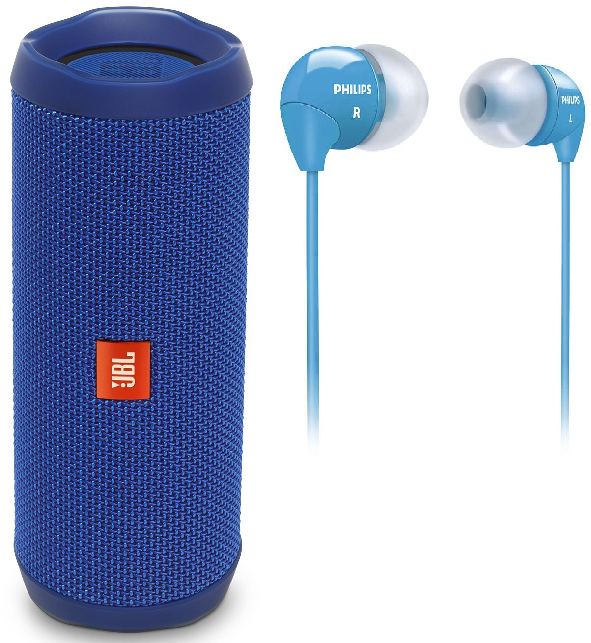 JBL Flip 4 Niebieski + Słuchawki dokanałowe PHILIPS SHE3590 Głośnik mobilny  - niskie ceny i opinie w Media Expert