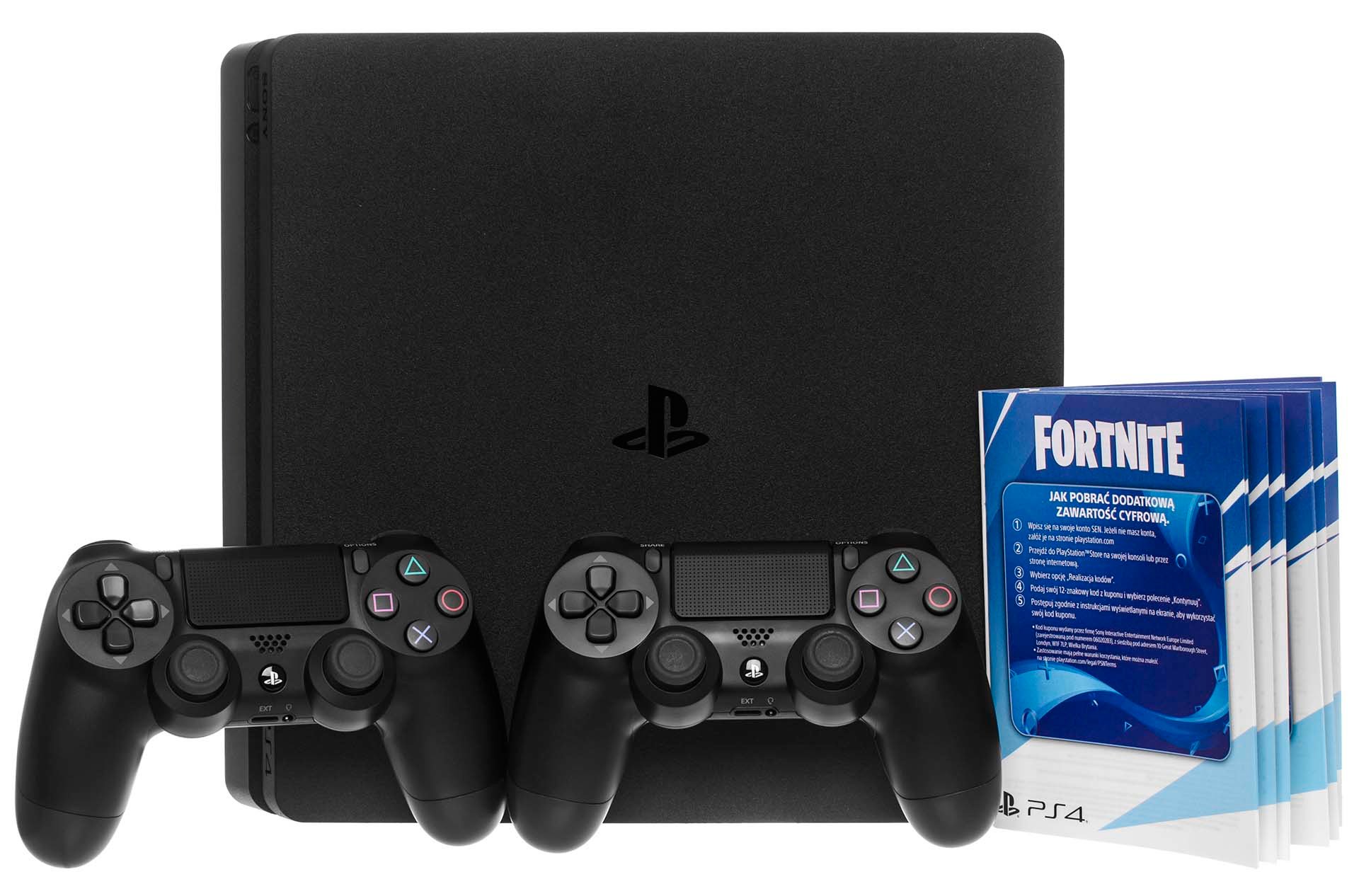 SONY PlayStation 4 Slim 500GB + Dodatki Fortnite + 2 x Dualshock Konsola -  niskie ceny i opinie w Media Expert