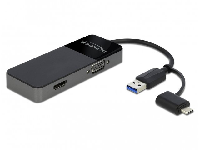 DELOCK 0.12 m Adapter USB - USB - HDMI - VGA - niskie ceny i opinie w Media  Expert