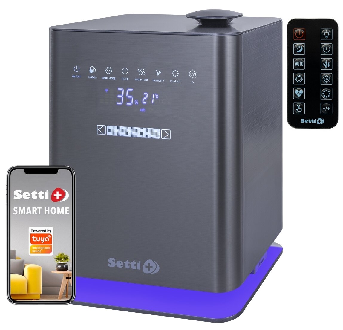 SETTI+ Smart AH900 WiFi higrometr oczyszczanie powietrza lampa UV Nawilżacz  - niskie ceny i opinie w Media Expert