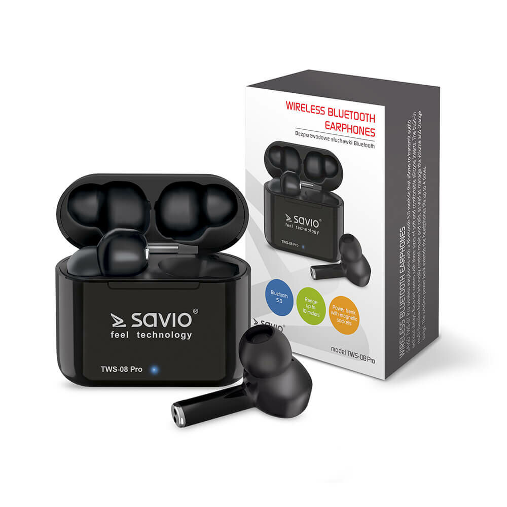 SAVIO TWS-08 PRO Czarny Słuchawki douszne - niskie ceny i opinie w Media  Expert