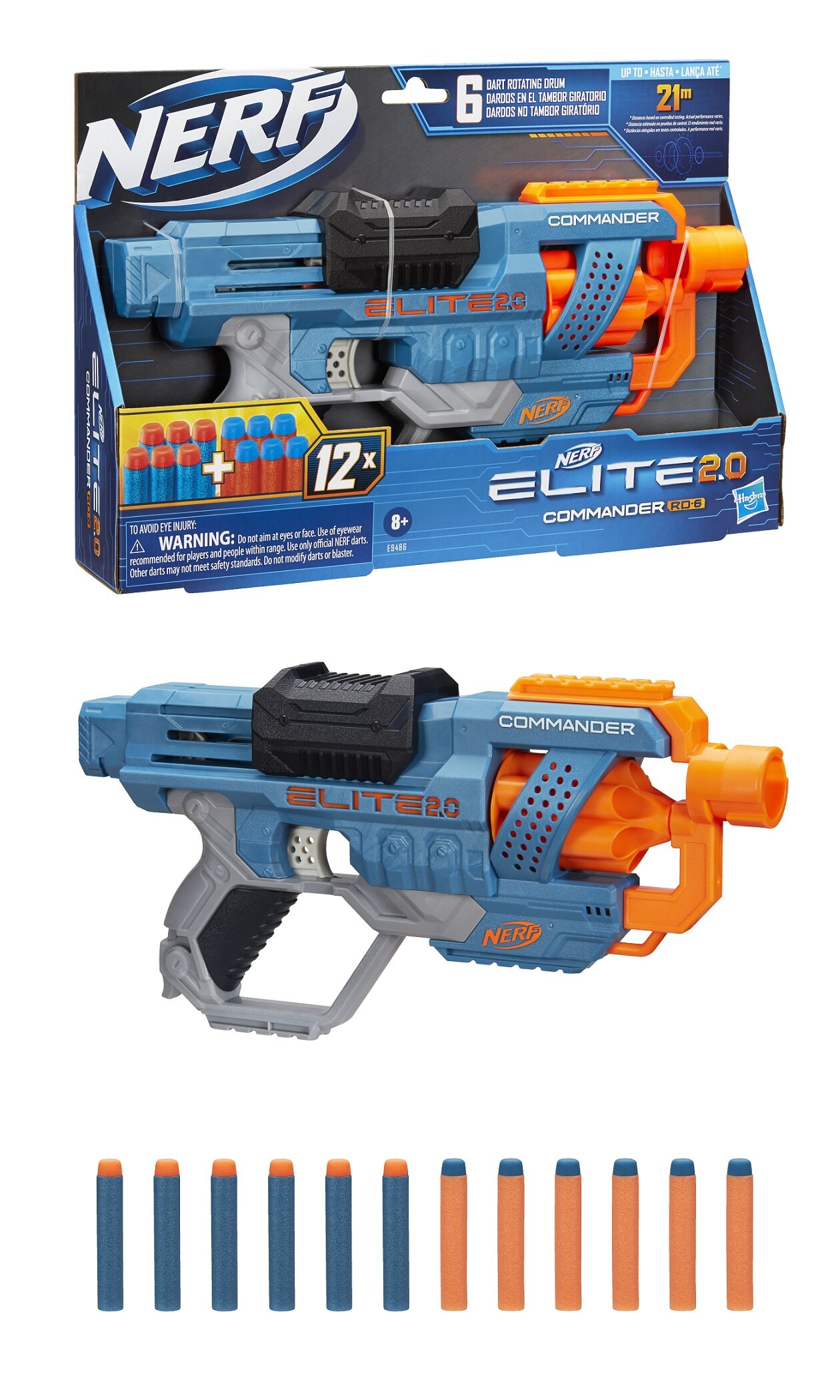 Nerf - elite 2.0 - blaster volt sd -1 - 6 fléchettes nerf