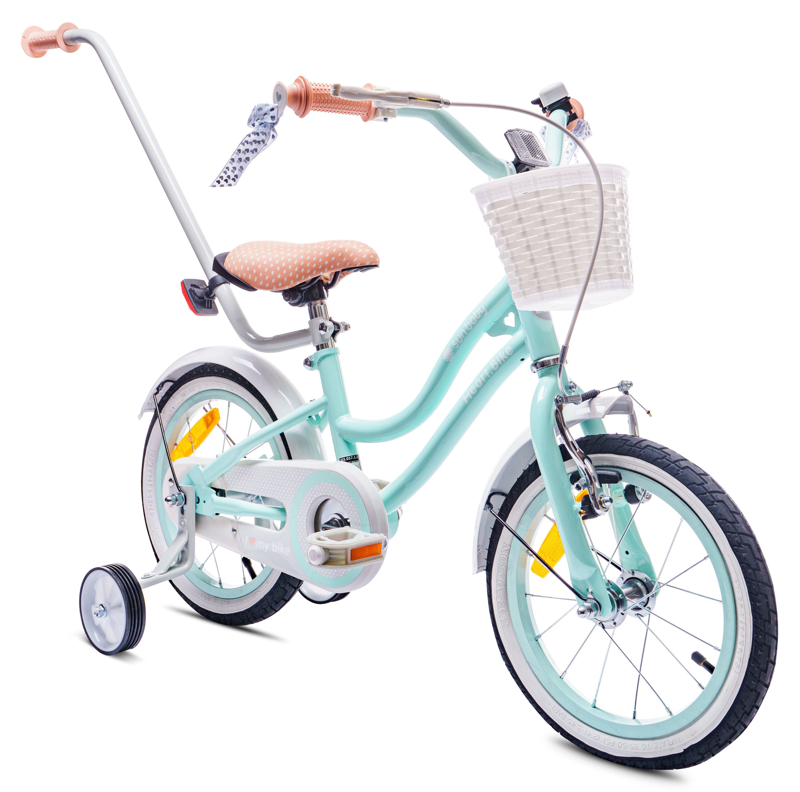 SUN BABY Heart Bike 14 cali dla dziewczynki Miętowy Rower dziecięcy -  niskie ceny i opinie w Media Expert