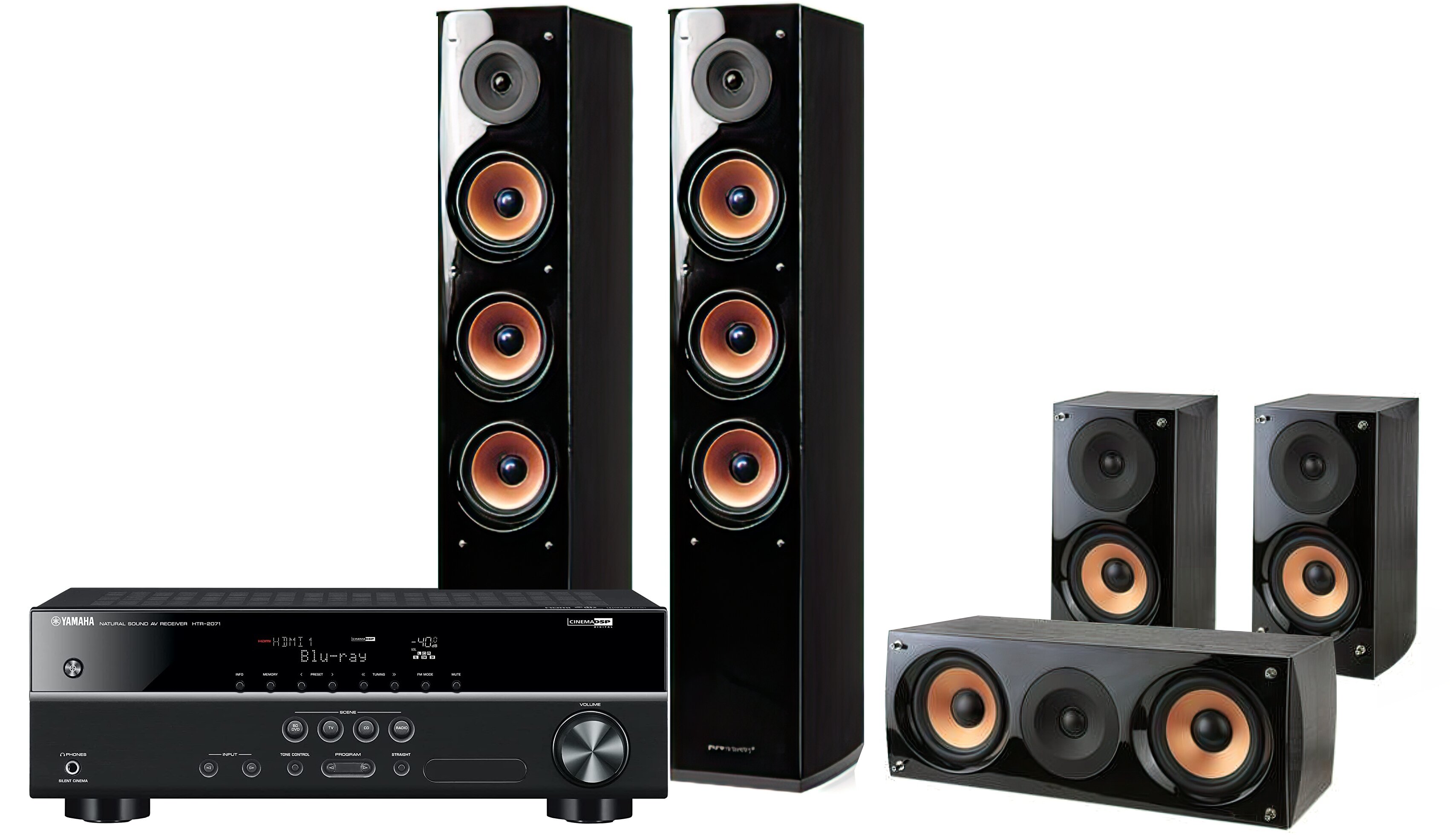 YAMAHA HTR-2071B + PURE Acoustics 8F + 6SC Czarny Kino domowe - niskie ceny  i opinie w Media Expert