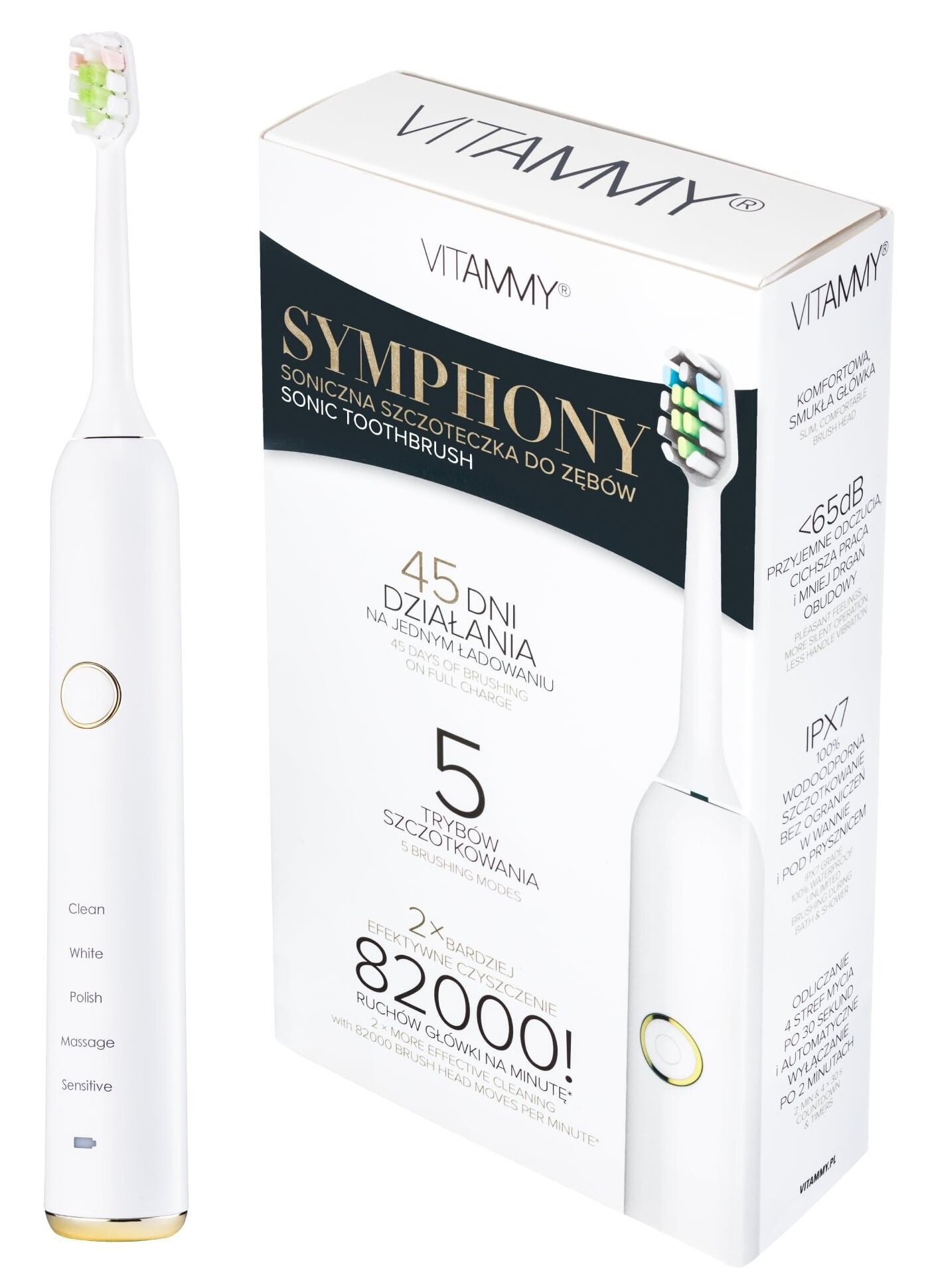 VITAMMY Symphony Biały Szczoteczka soniczna - niskie ceny i opinie w Media  Expert