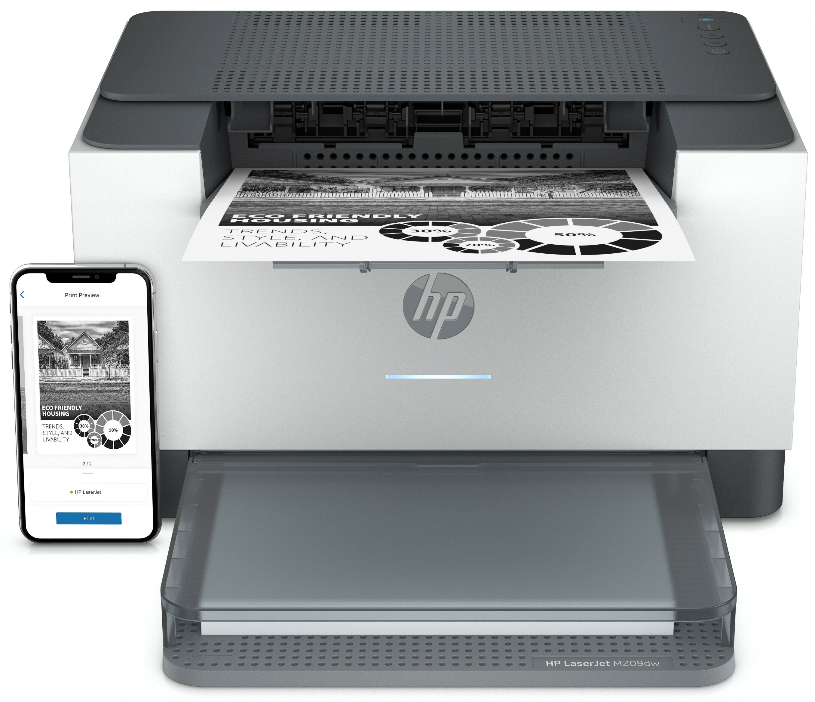 HP LaserJet M209dwe Duplex Mono LAN BLE Wi-Fi Instant Ink HP+ Drukarka -  niskie ceny i opinie w Media Expert