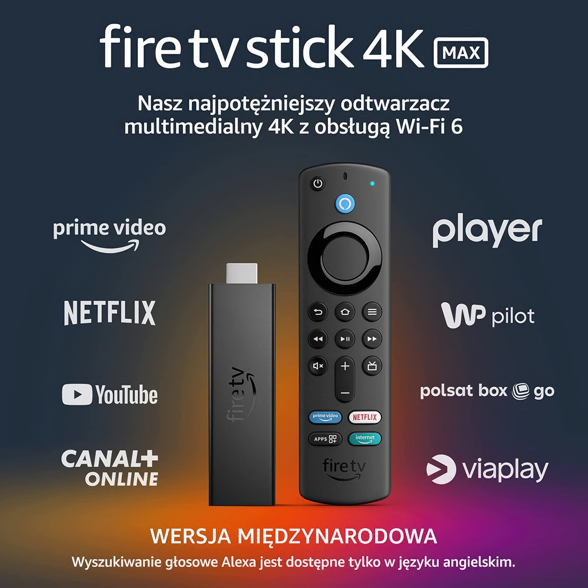AMAZON Fire TV Stick Max Czarny Odtwarzacz multimedialny 4K - niskie ceny i  opinie w Media Expert