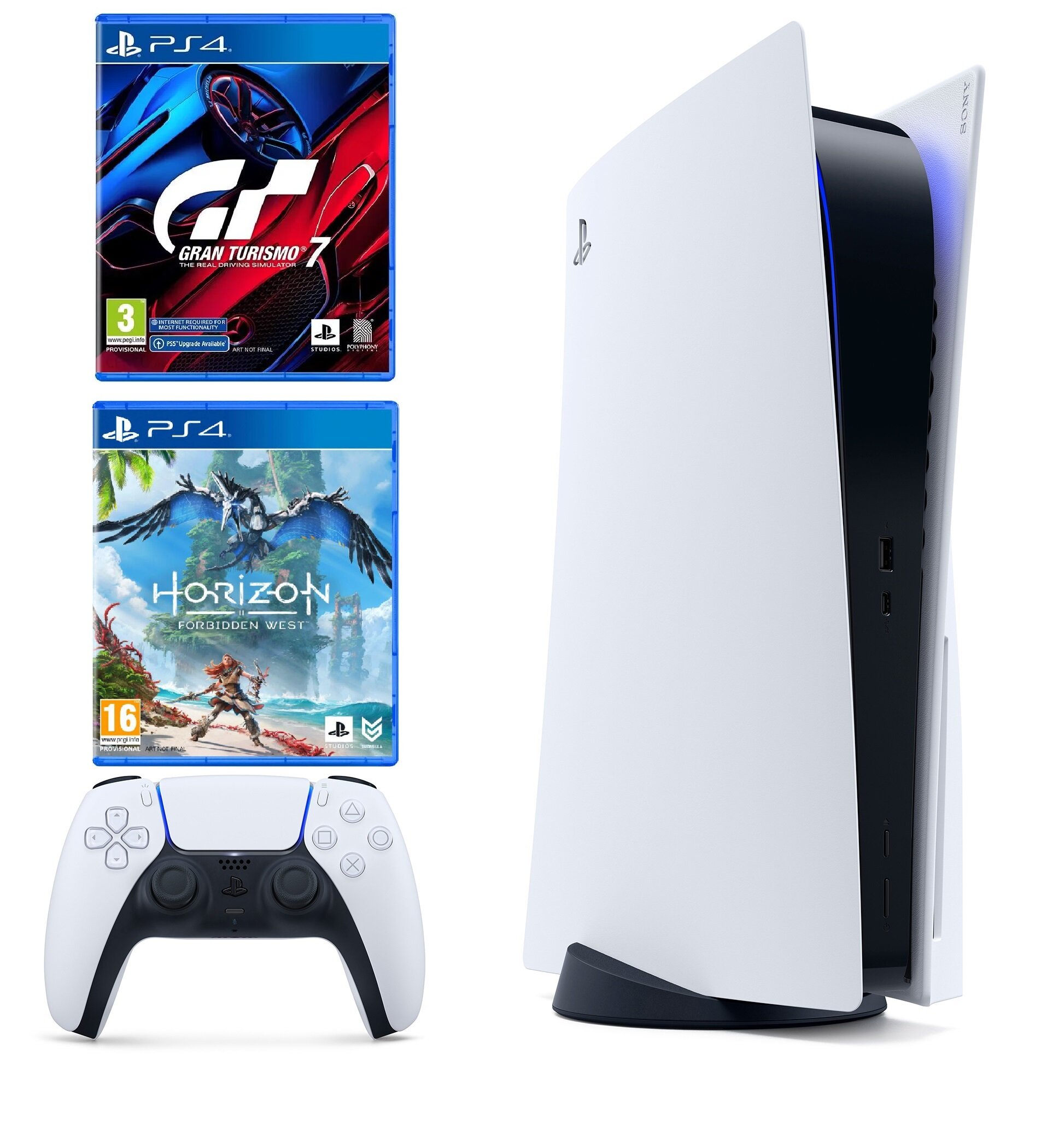 SONY PlayStation 5 + Gra PS4 Turismo 7 + Gra PS4 Forbidden West - niskie ceny i opinie w Media Expert