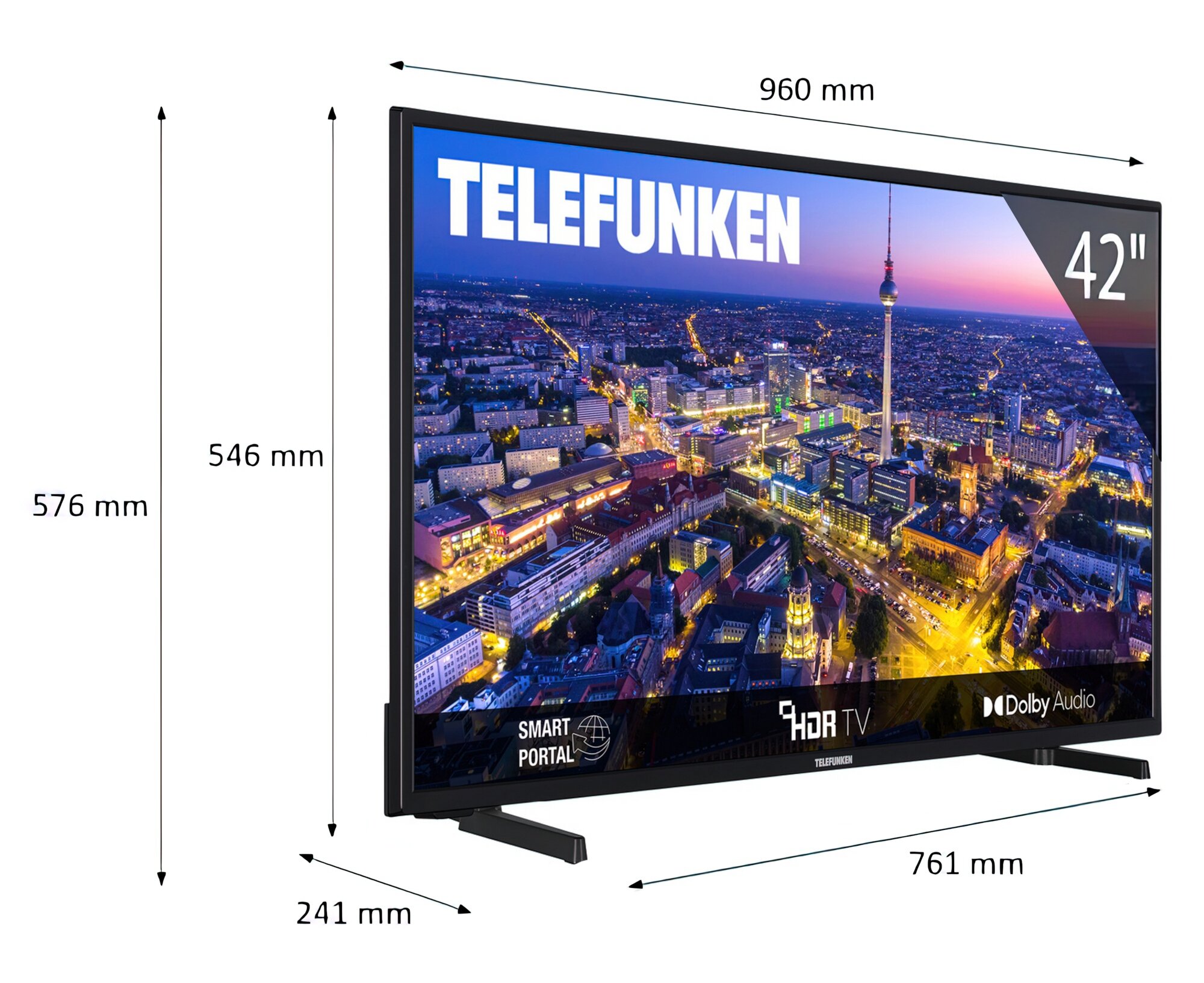 TELEFUNKEN Smart TV 42 Pollici FHD Televisore LED Cl E Android TE42550G54V4H
