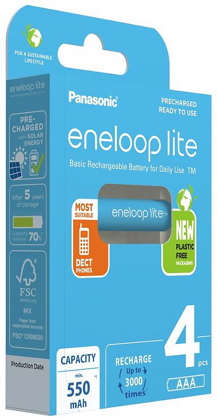 ENELOOP LITE BK-4LCCE/4BE 550mAh Batterie Ricaricabili AAA 3000