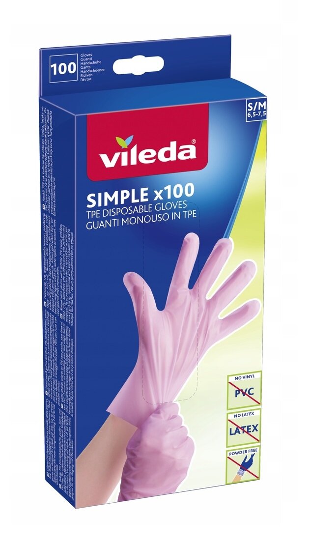 VILEDA Simple 170900 (rozmiar S/M) Rękawiczki gumowe - niskie ceny i opinie  w Media Expert