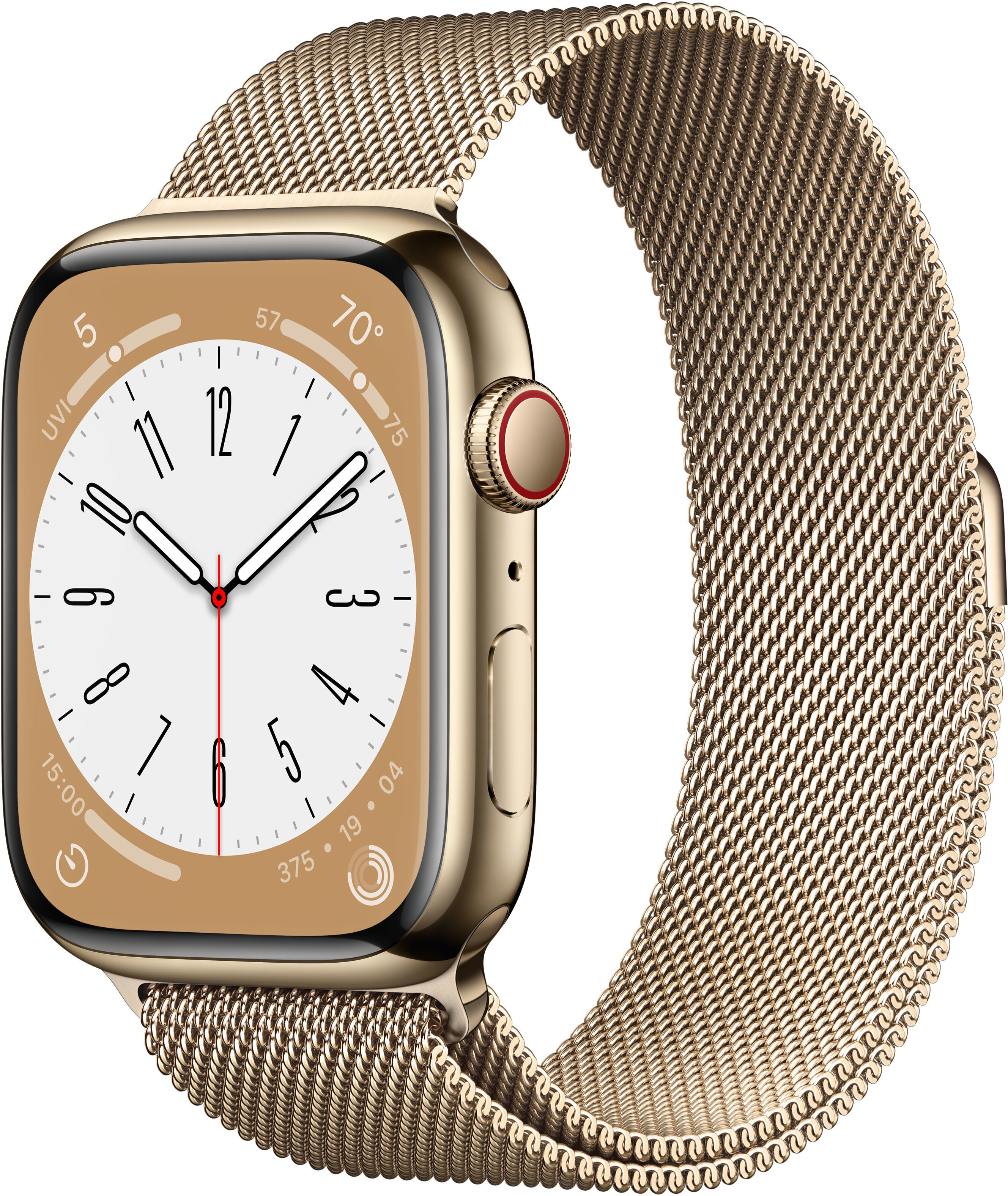 APPLE Watch 8 GPS + Cellular 45mm koperta ze stali nierdzewnej (złoty