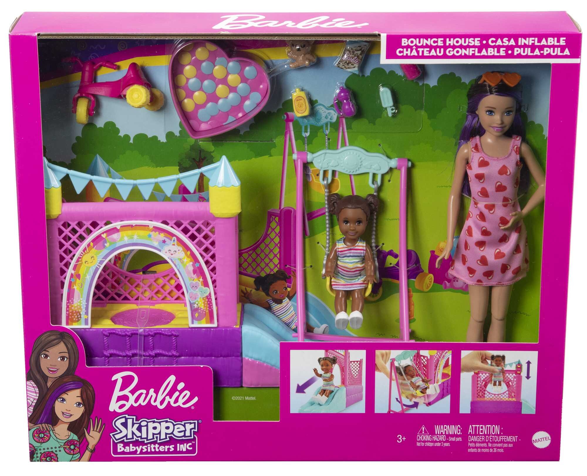 Lalka Barbie Skipper Opiekunka Dmuchany zamek HHB67 - niskie ceny i opinie  w Media Expert