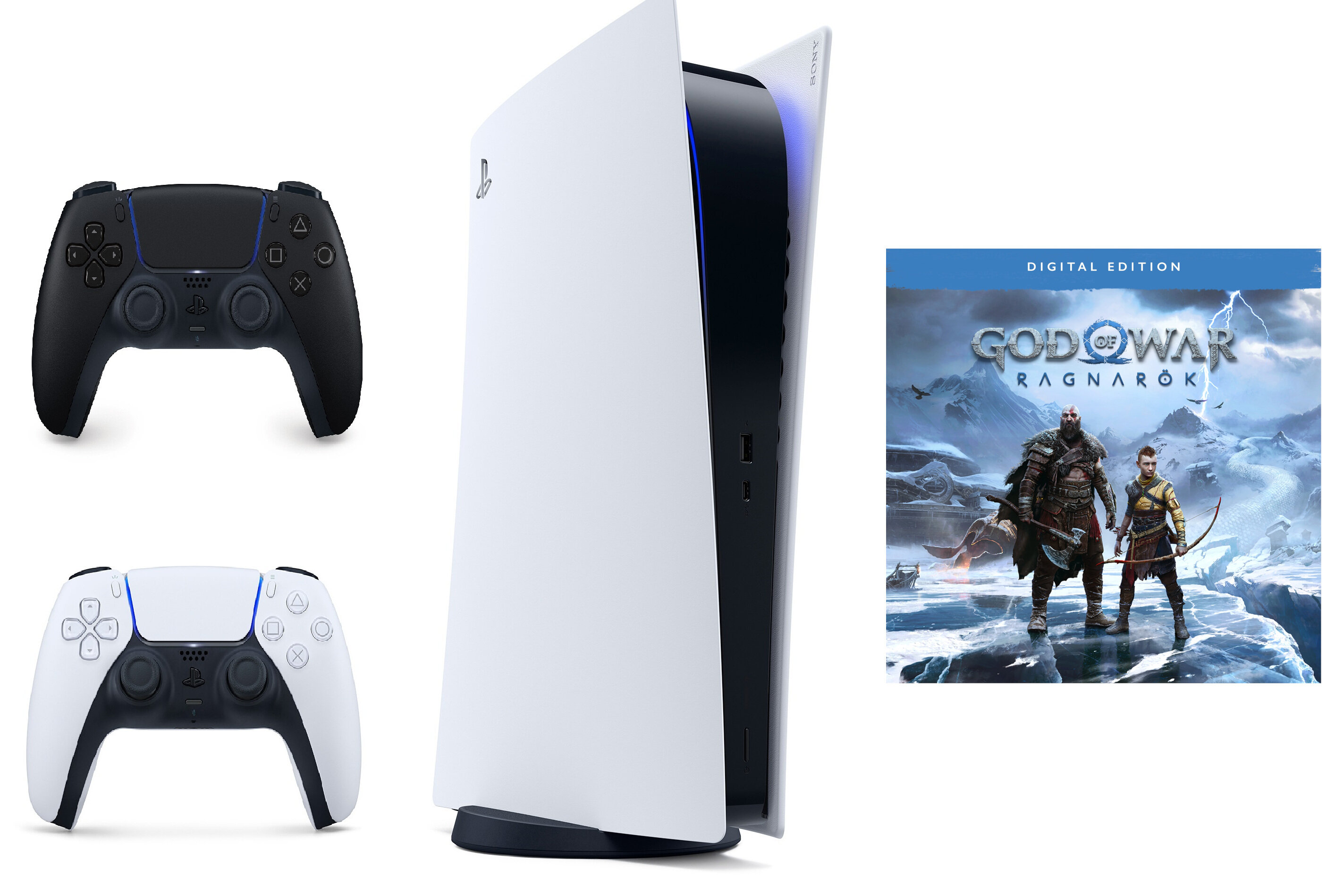SONY PlayStation 5 Digital + kontroler DualSense Czarny + God Of War  Ragnarok (klucz aktywacyjny) Konsola - niskie ceny i opinie w Media Expert