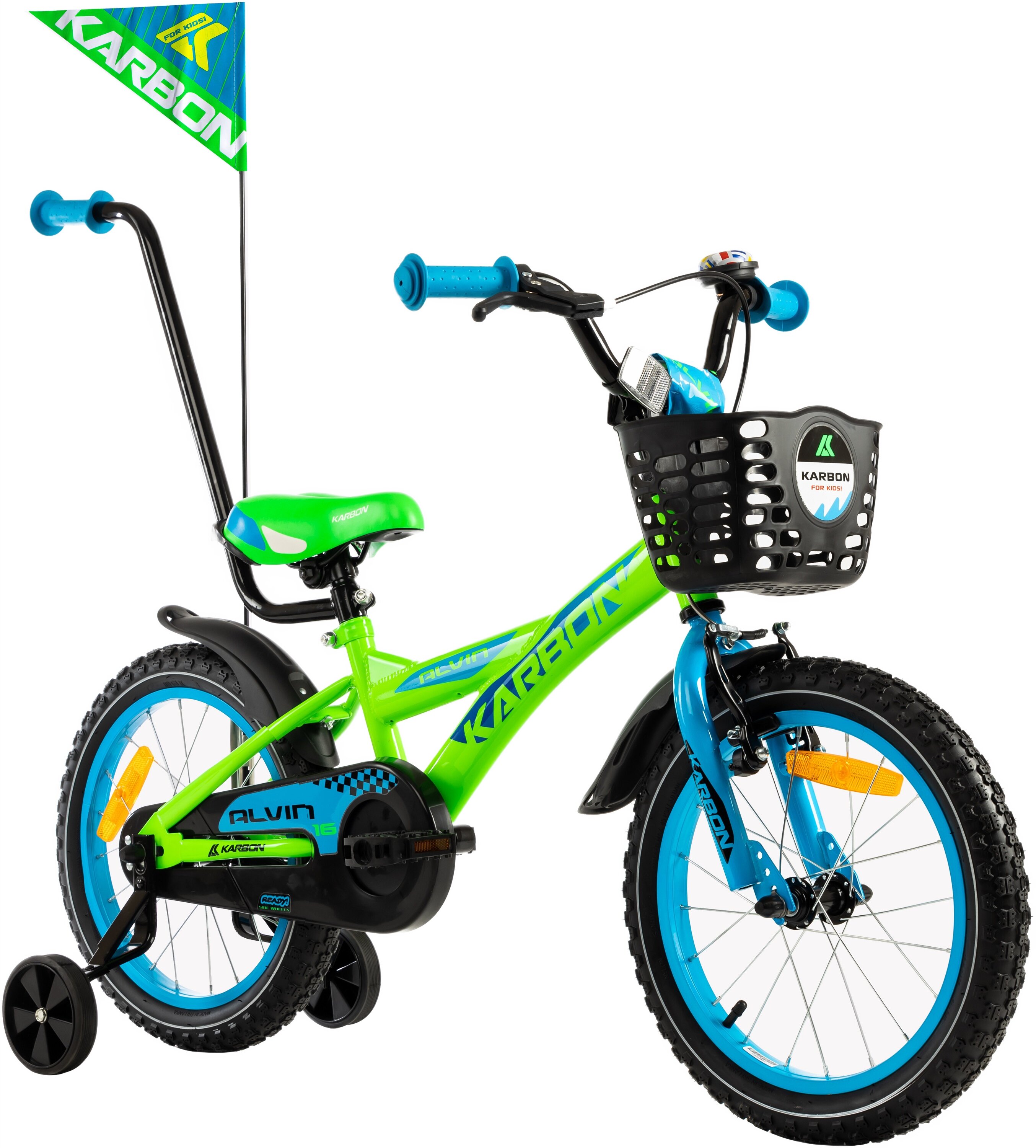 KARBON Alvin 16 cali dla chłopca Zielono-niebieski Rower dziecięcy - niskie  ceny i opinie w Media Expert