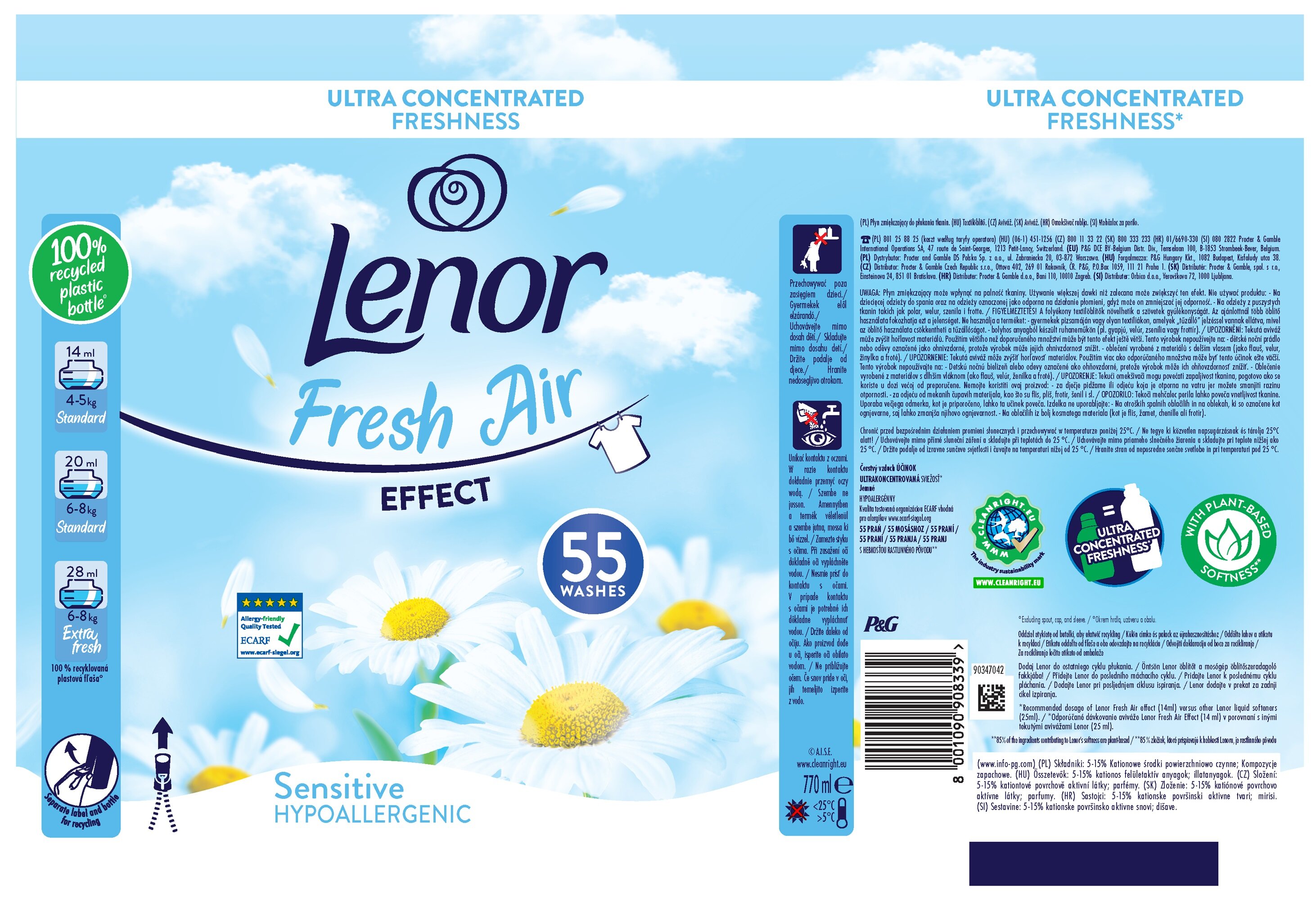 Lenor Fresh Air Effect Sensitive Textile Rinse 55 washes 770ml