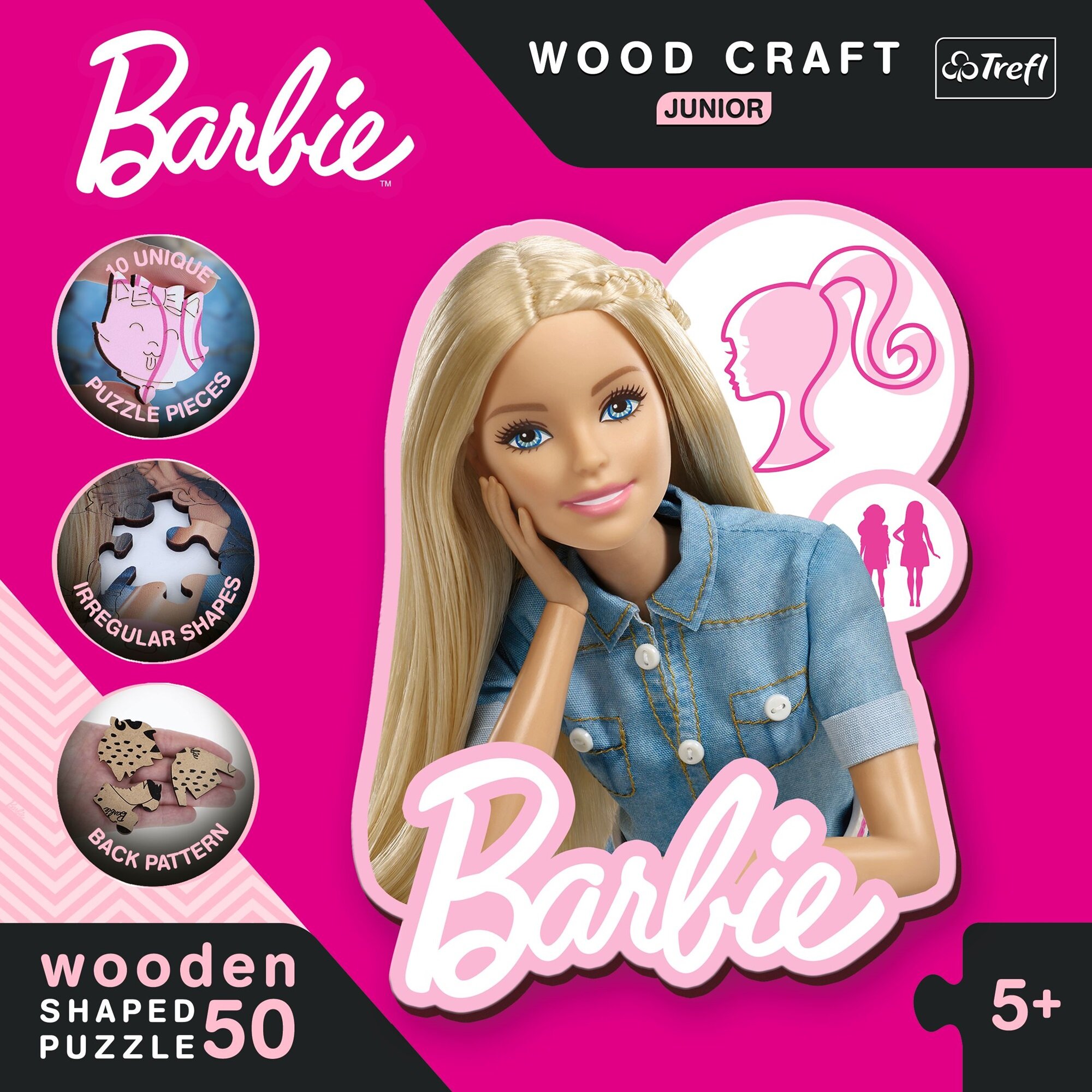 TREFL Wood Craft Junior Piękna Barbie 20201 (50 elementów) Puzzle - niskie  ceny i opinie w Media Expert