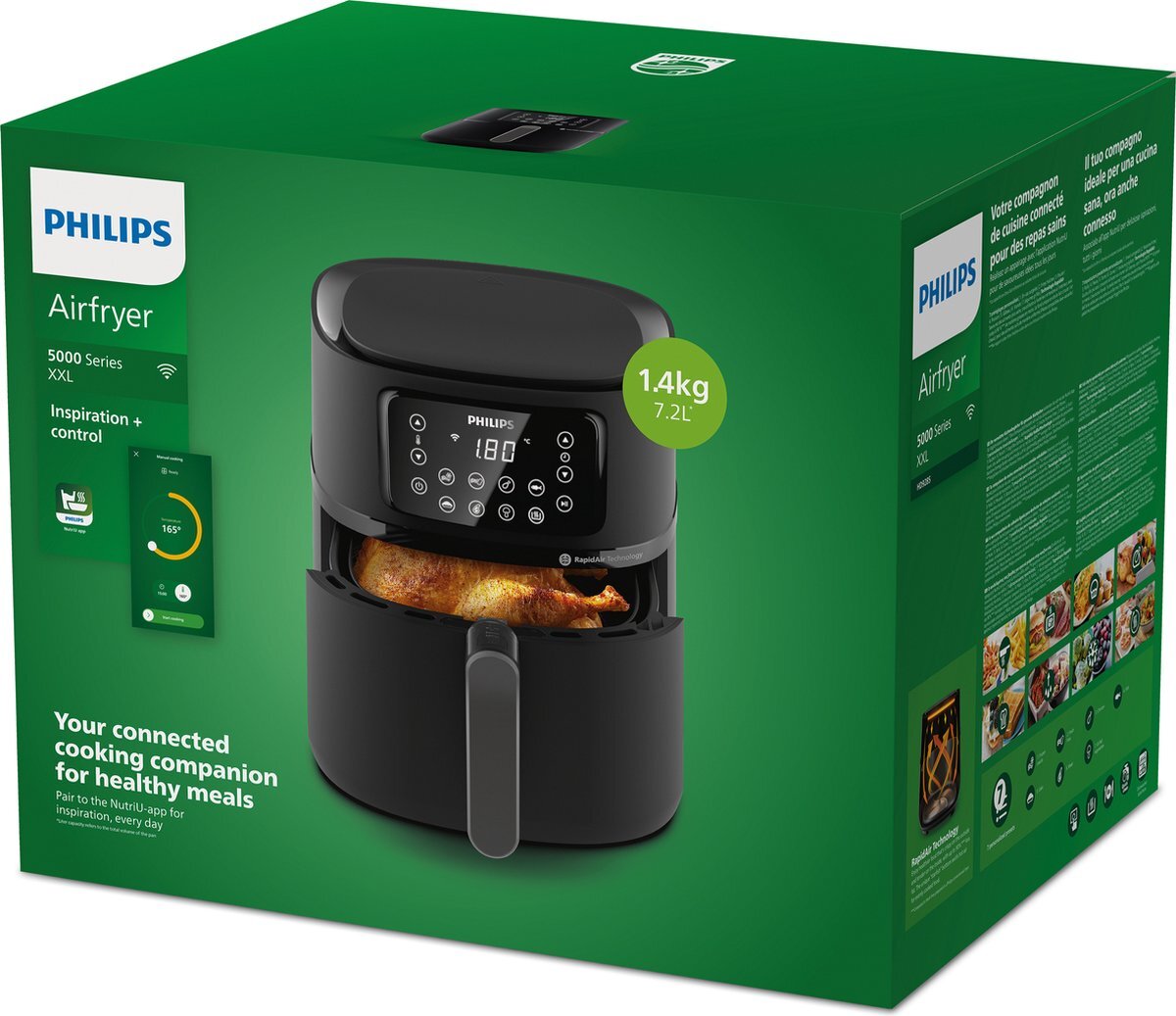 Freidora de aire  Philips AirFryer HD9285/96, XXL, Conectada, 7.2