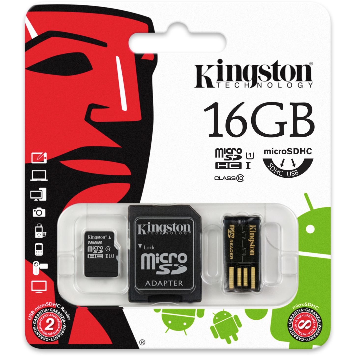 KINGSTON microSD 16GB + czytnik USB class 10 Karta pamięci - niskie ceny i  opinie w Media Expert