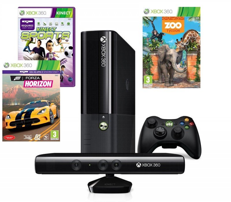 MICROSOFT Xbox 360 500GB + Kinect + Gra Kinect Sports + Gra Forza Horizon +  Gra Zoo Tycoon Konsola - niskie ceny i opinie w Media Expert