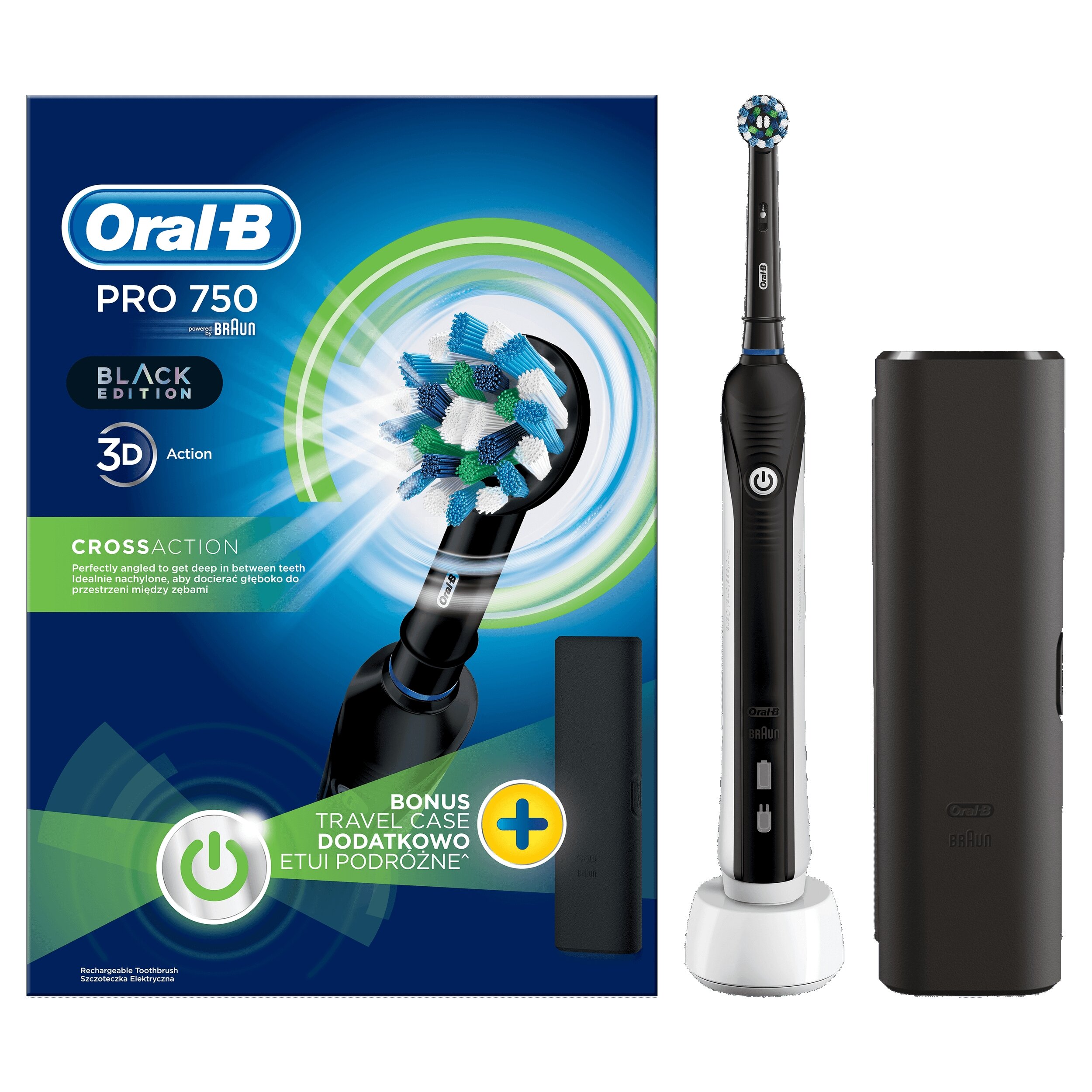 ORAL-B PRO 750 Czarny Szczoteczka rotacyjna - niskie ceny i opinie w Media  Expert