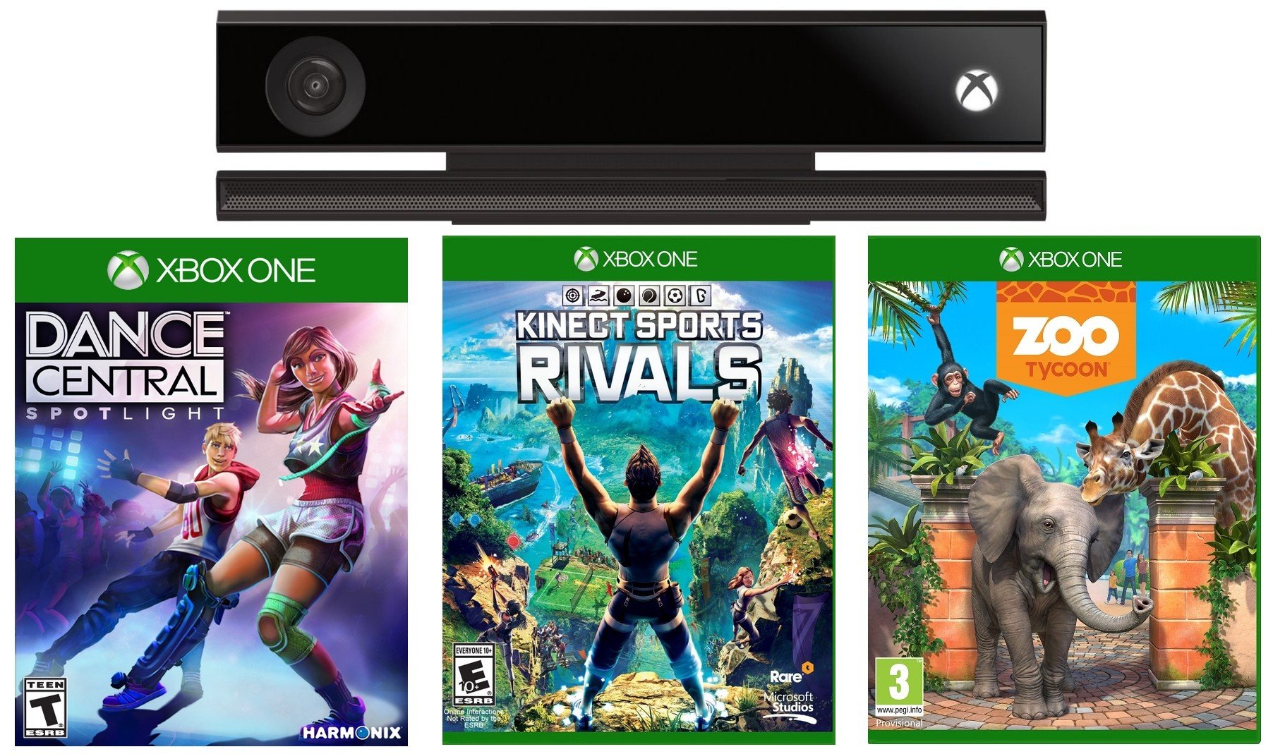 MICROSOFT XBOX ONE Kinect 2.0 + Gra Dance Central + Gra Kinect Sports  Rivals + Gra Zoo Tycoon Kontroler - niskie ceny i opinie w Media Expert