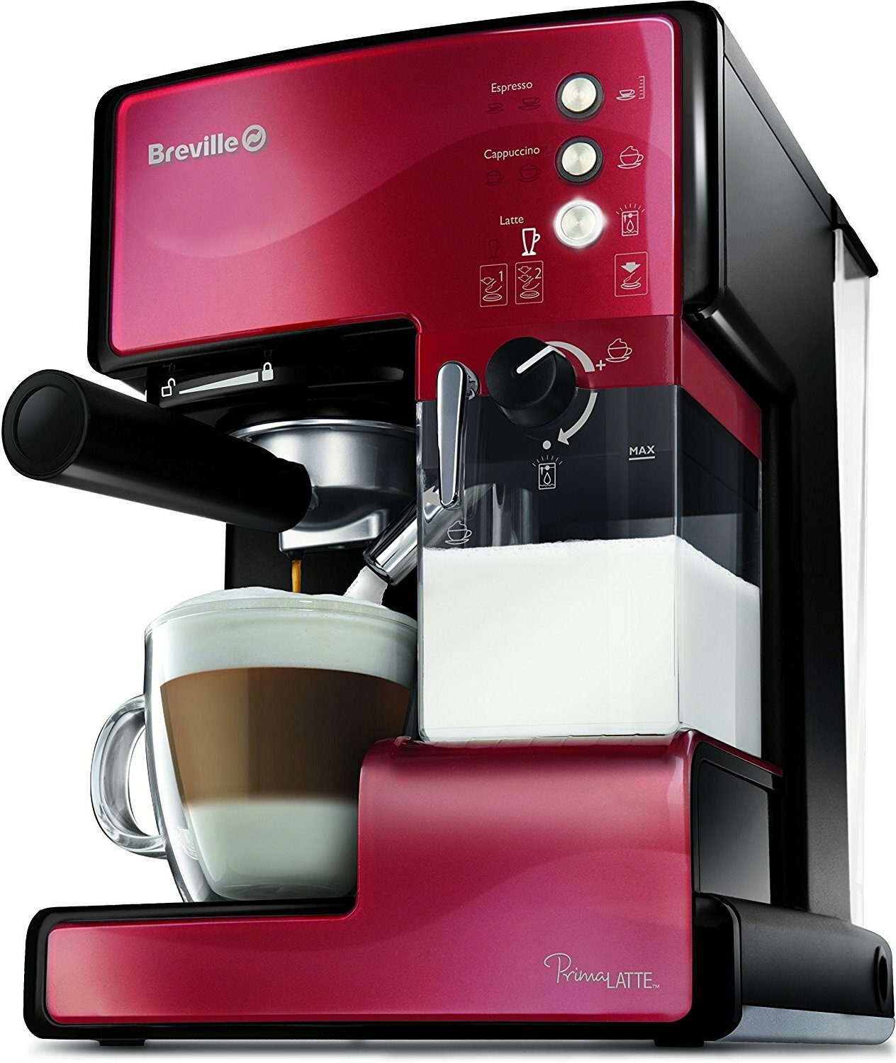 BREVILLE Prima Latte VCF046X Czerwony Ekspres - niskie ceny i opinie w  Media Expert
