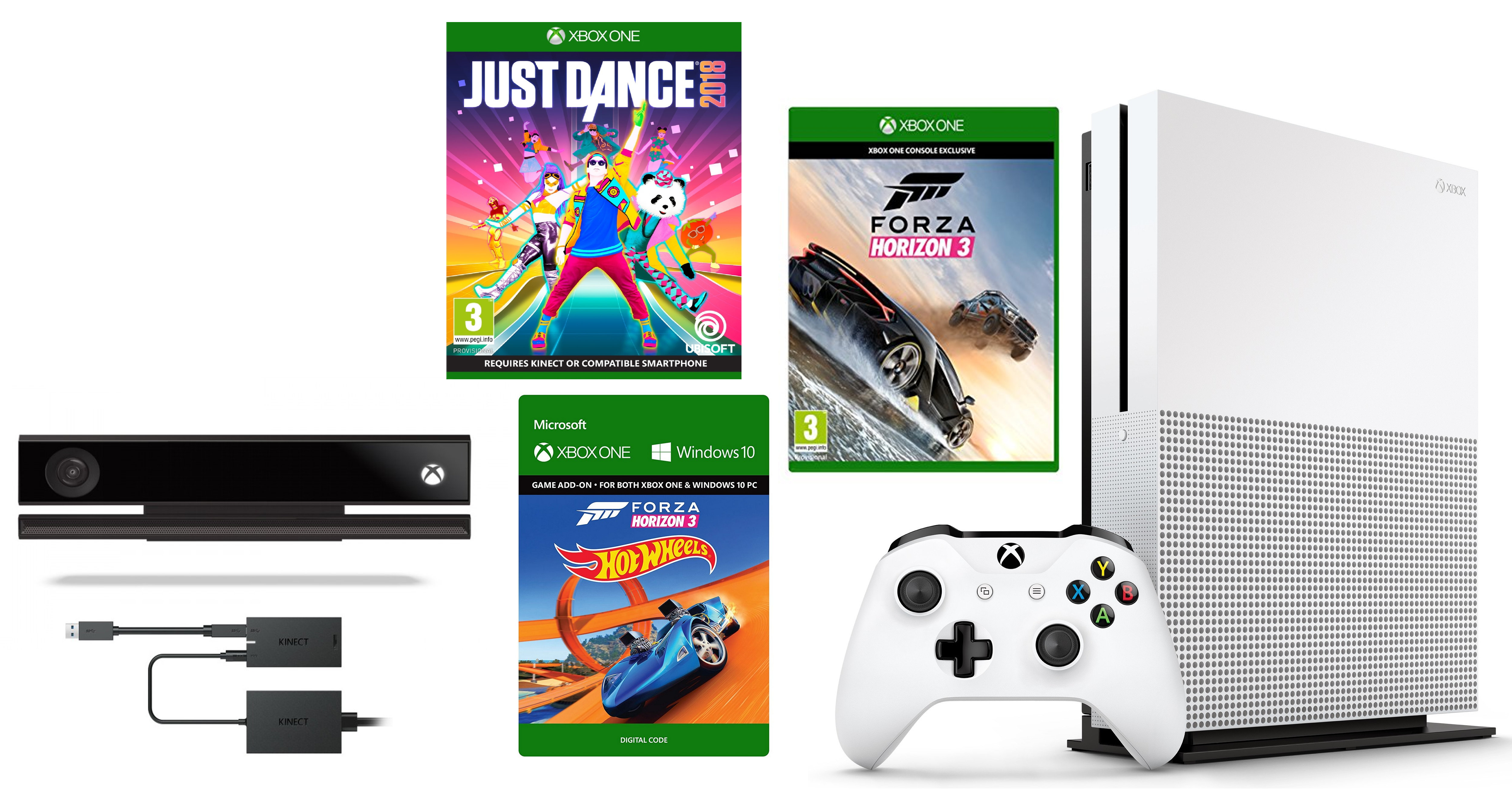 Konsola XBOX ONE S 500GB + Kontroler Kinect + Gra Just Dance 2018 + Gra  Forza Horizon 3 + Forza Horizon 3: Hot Wheels DLC + 6M Live Gold - niskie  ceny i opinie w Media Expert