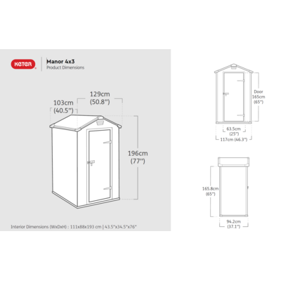 Фото - Організація та зберігання інвентарю Keter Domek narzędziowy  Manor Szary 128 x 94 x 196 cm 