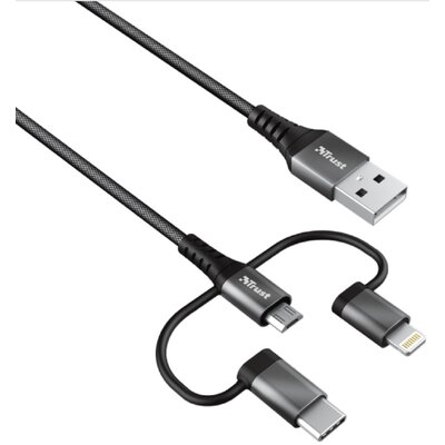 Фото - Кабель Trust Kabel 3w1 USB - Lightning + USB-C + micro USB  Keyla Strong 1m Czarny 