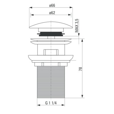 Zdjęcia - Pozostałe artykuły hydrauliczne Deante Korek do umywalki  NHC B10B Czarny 