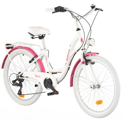 Фото - Велосипед Indiana Rower młodzieżowy  Moena 24 cale dla dziewczynki Biało-różowy 