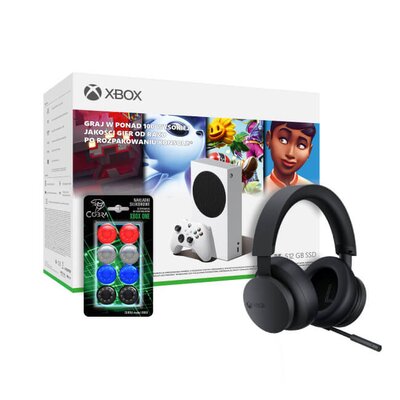 Konsola MICROSOFT XBOX Series S + Słuchawki MICROSOFT Headset Stereo 8LI-00002 + Nakładki COBRA XB08